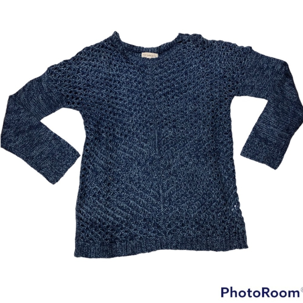 POOF OPEN KNIT BLUE SWEATER